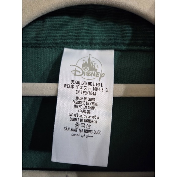 Disney Parks Green Corduroy Mickey Mouse Christmas Jacket Large Organic Cotton - Picture 7 of 13